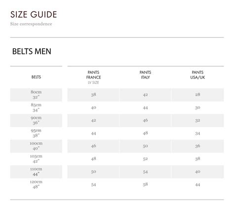 louis vuitton belt sizes